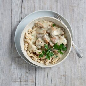 Bio-Schwammerlsauce (1/2 Liter) mit Bio-Vollkorn-Reis-Fusilli