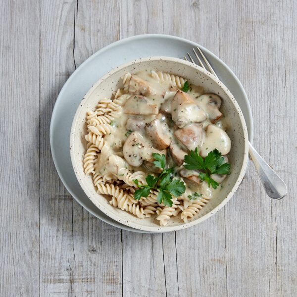 Bio-Schwammerlsauce (1/2 Liter) mit Bio-Vollkorn-Reis-Fusilli