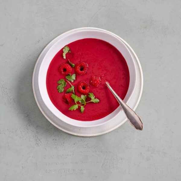 Bio-Rote-Bete-Kokos-Himbeer-Kraftsuppe (1 Liter)