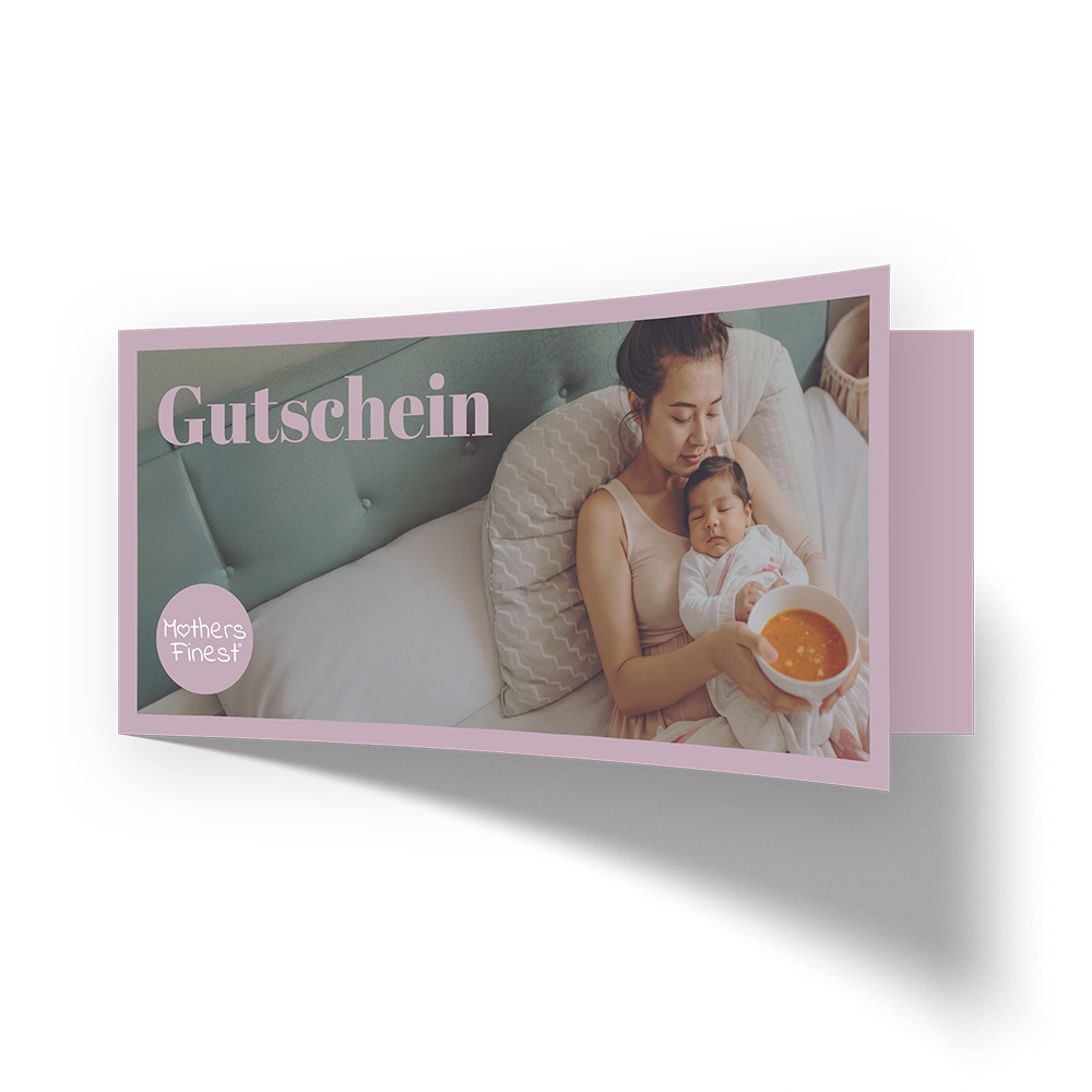 Geschenkgutschein für frisch gekochtes Bio-Essen von Mothers Finest für frischgebackene Mama im Wochenbett