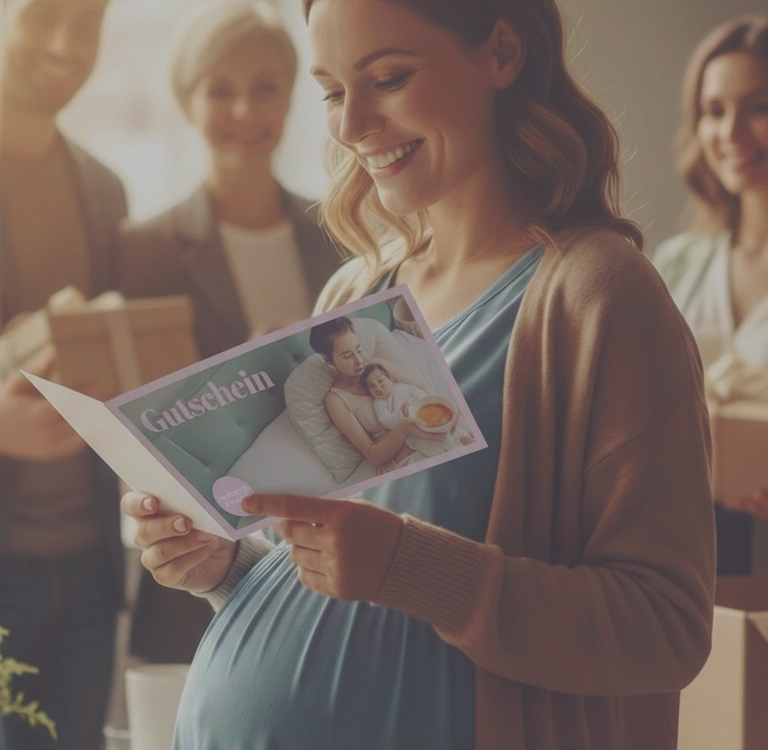 Mutter mit einem Geschenk-Gutschein von Mothers Finest