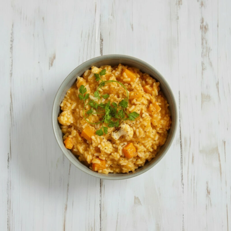 Mothers Finest Wochenbettessen Blume des Lebens Bio Blumenkohl Kürbis Risotto
